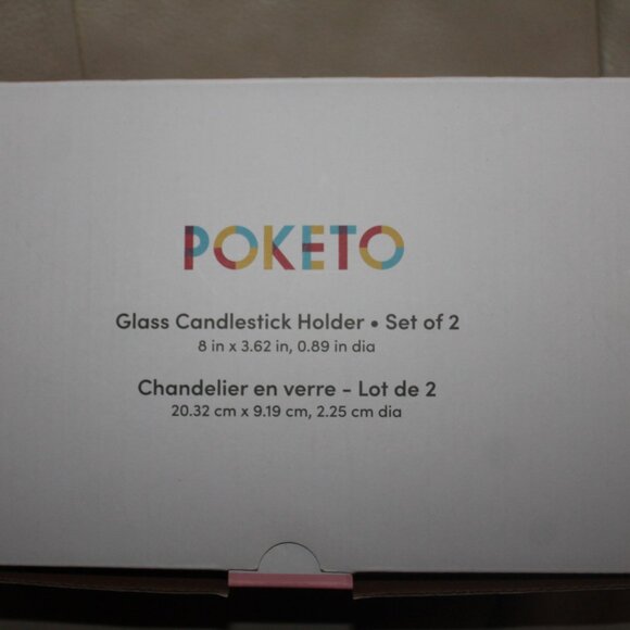 POKETO Glass Candlestick Holder Set of 2 NEW in Box - Picture 4 of 4